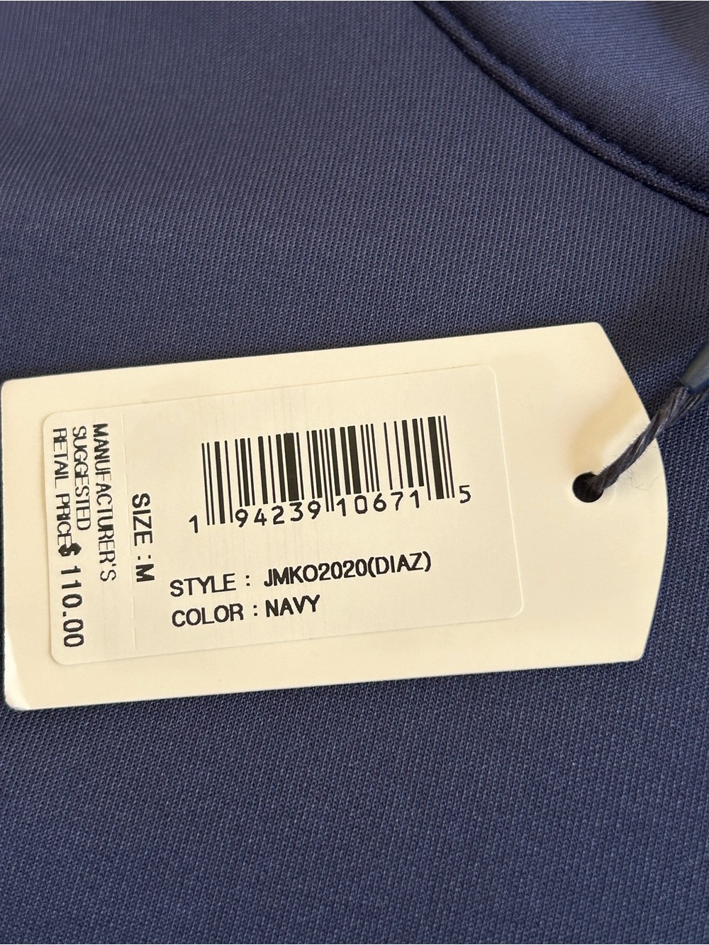 johnnie-O Navy Quarter Zip Top polyester/spandex - Picture 2 of 4